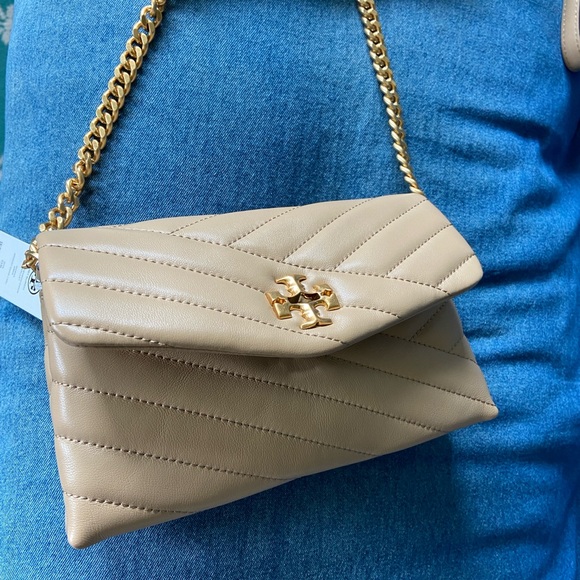 Tory Burch Tan Crossbody Bag with Quilted Design